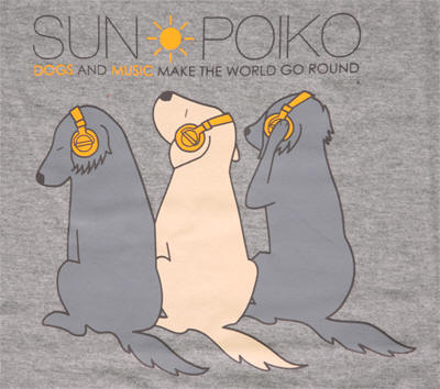 SUN POIKO 犬のひとTシャツ　（犬のうた　ジャケット　プリント）グレープリント