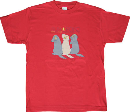 SUN POIKO 犬のひとTシャツ　（犬のうた　ジャケット　プリント）レッド