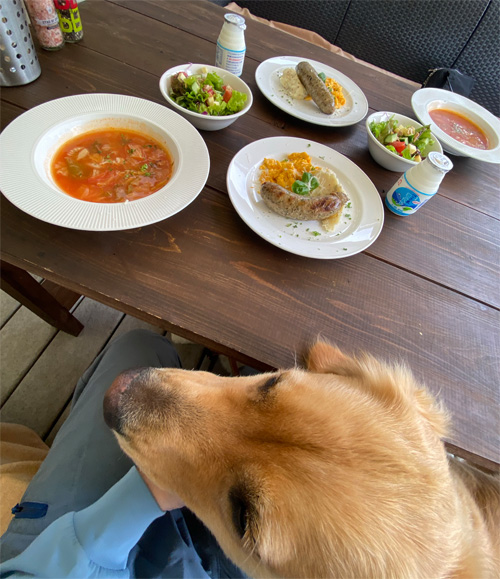 湖畔のホテルの朝食
