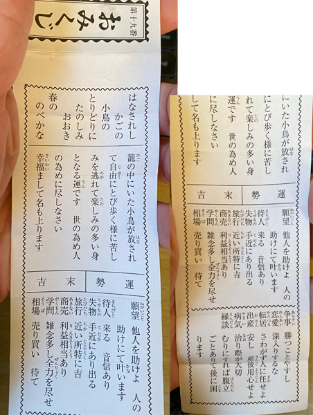 浦和　本太氷川神社さま　おみくじ2026年